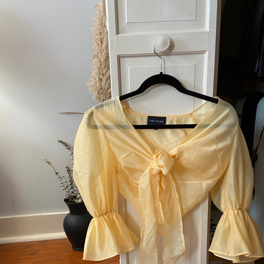 Yellow sheer blouse. Bought at boutique.